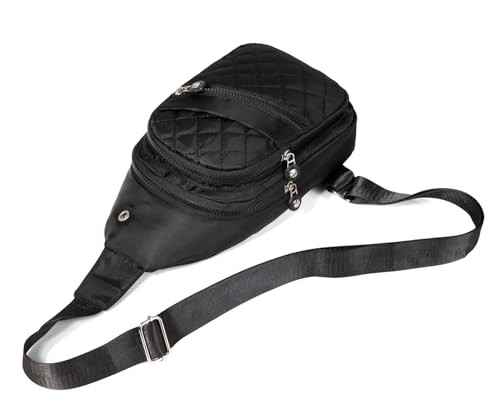 Crossbody Small Sling Backpack Sling Bag for Women, Chest Bag Dark Black