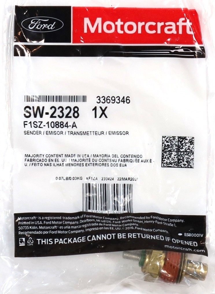 Motorcraft SW-2328 / F1SZ-10884-A Coolant Temp Sensor 1994-1997 7.3L Powerstroke