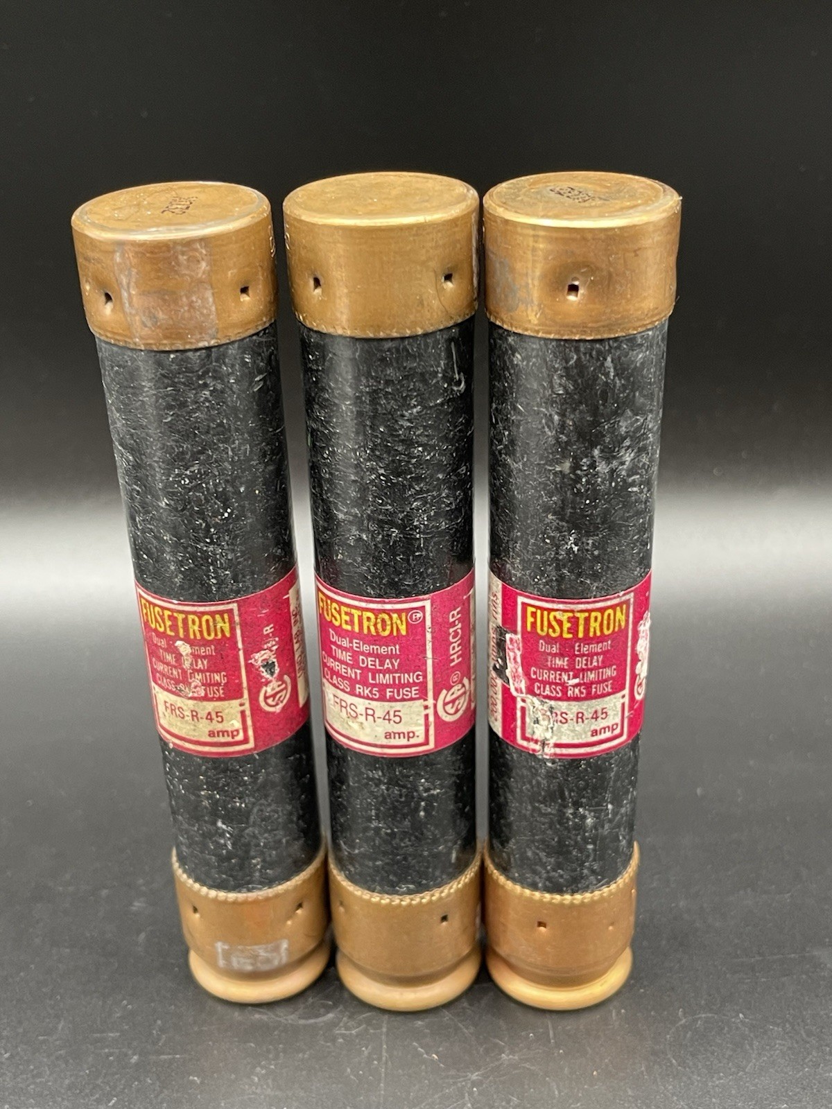 (3) Bussmann FRS-R-45 FRS-R 45 Amp Fuses 600 Vac Class RK5, Current Limiting