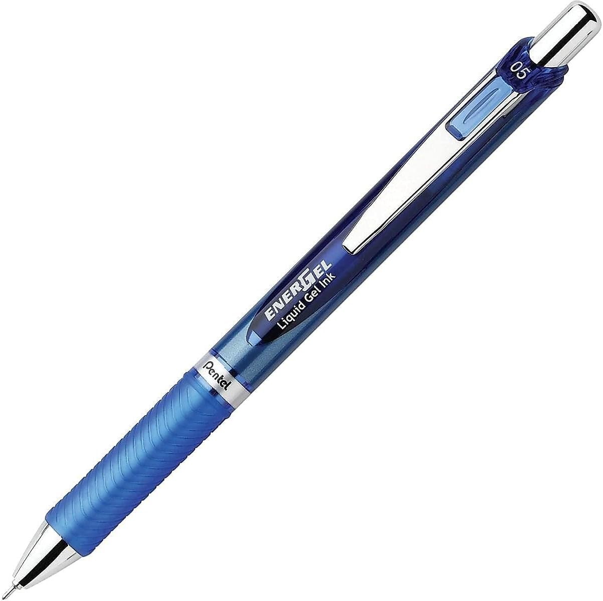 Pentel EnerGel RTX Retractable Gel Pen, Needle Tip Fine Point, Blue ink, 12 pens