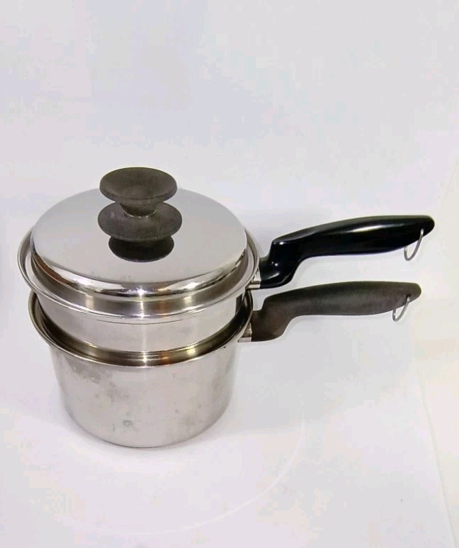 Vintage Permanent 5PLY MULTI CORE STAINLESS STEEL USA Saucepan & Steamer Basket