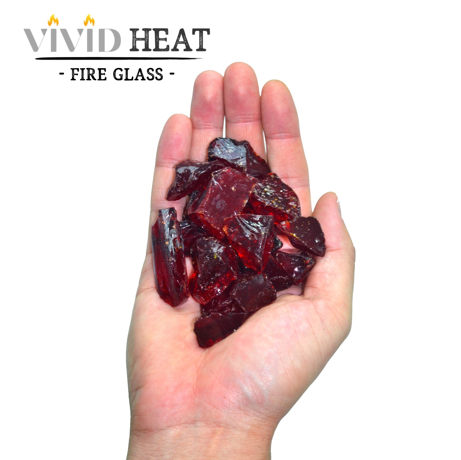 PREMIUM RUBY RED - 1/2" - 3/4" Large Fireplace Fire Pit Fireglass Glass Crystals
