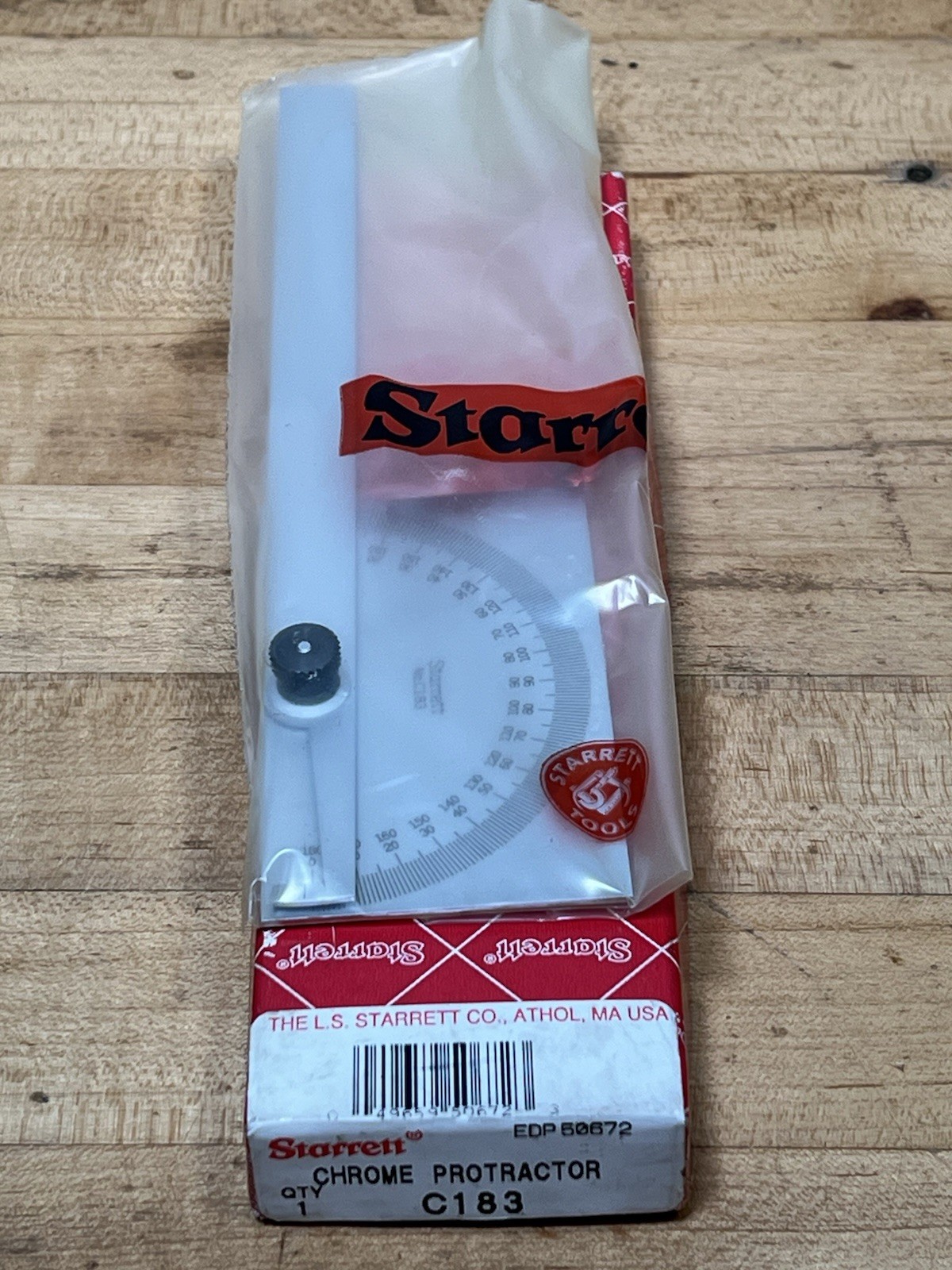 STARRETT C183 Manual-Reading Chrome Protractor EDP: 50672 - 1° Grad. - NEW -USA