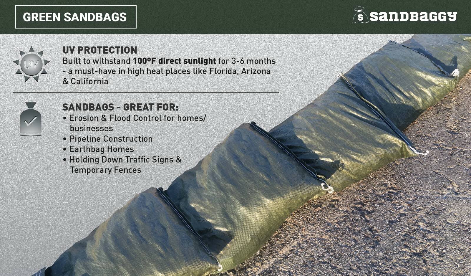 Sandbaggy 300 Green Empty Sandbags For Sale 14x26 Sandbag Sand Bags Bag Poly