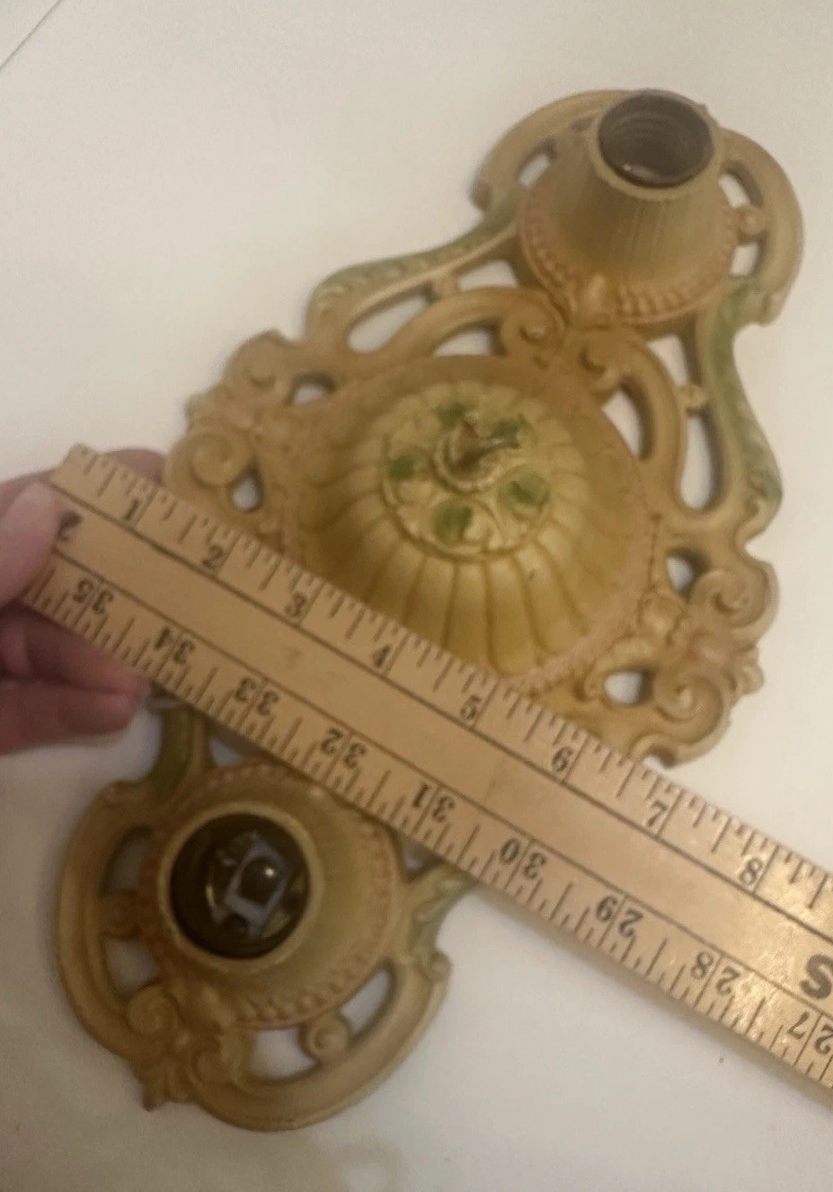 Antique art deco flat mount ceiling 2 light fixture with double light Late 1800s