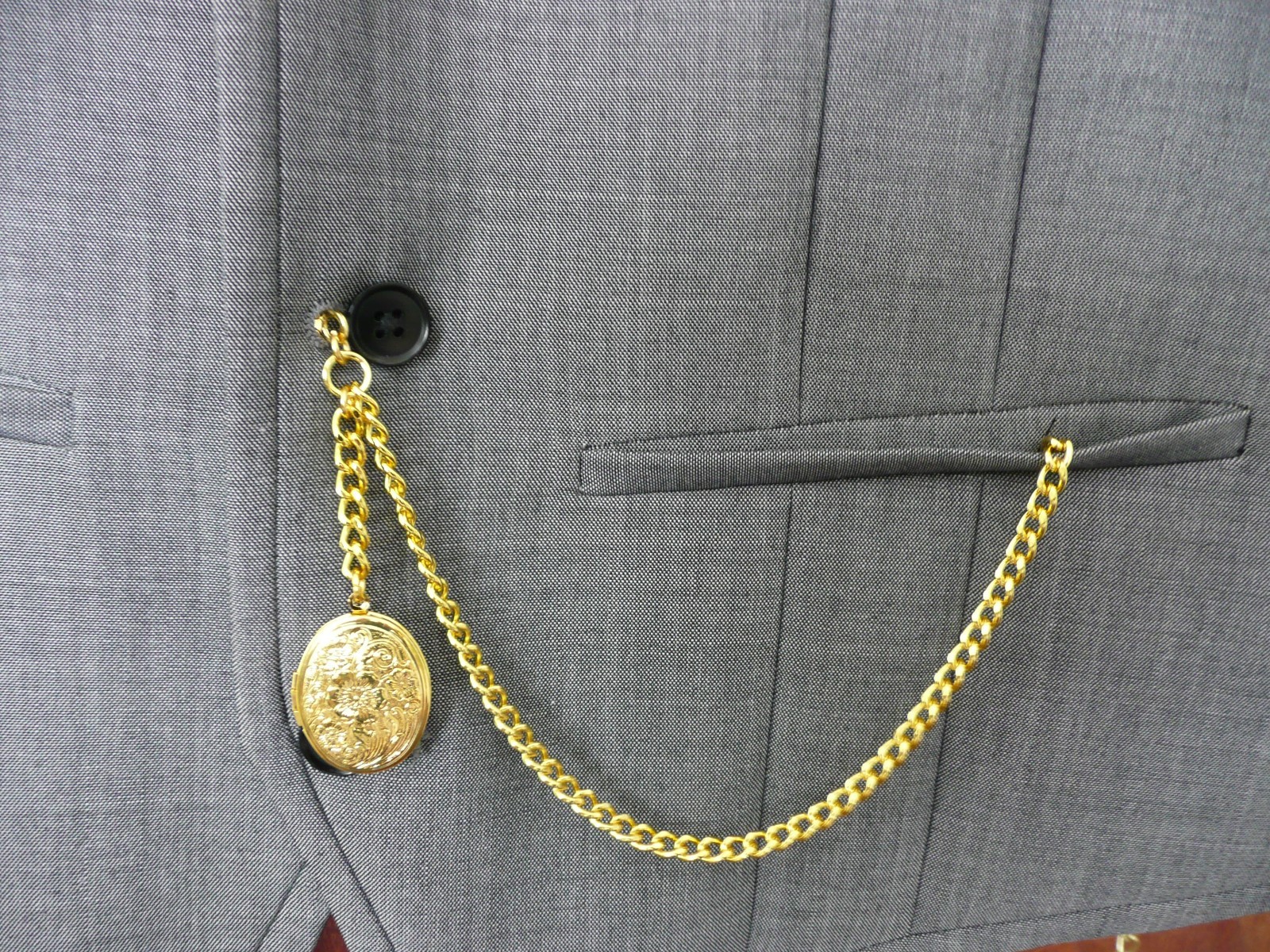 unusual single albert gold plated pocket watch chain fob t bar locket small