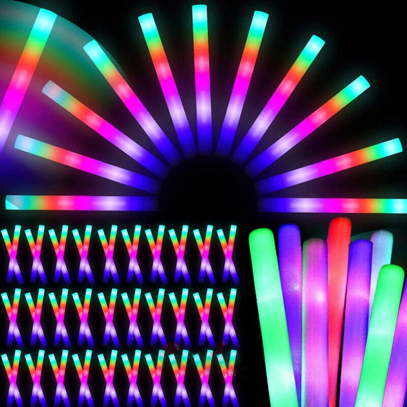 100-500 PCS Light Up Foam Sticks LED Wands Batons Party Dj Flashing Glow Sticks