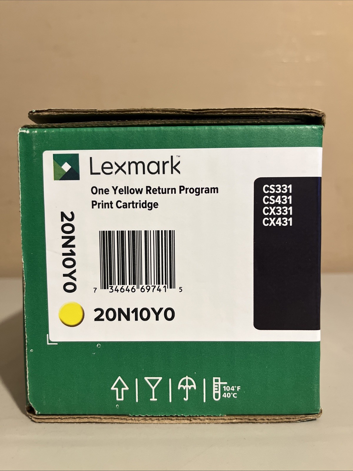 Genuine Lexmark 20N10Y0 Yellow Cartridge 1500 Pages High Yield Sealed Box READ