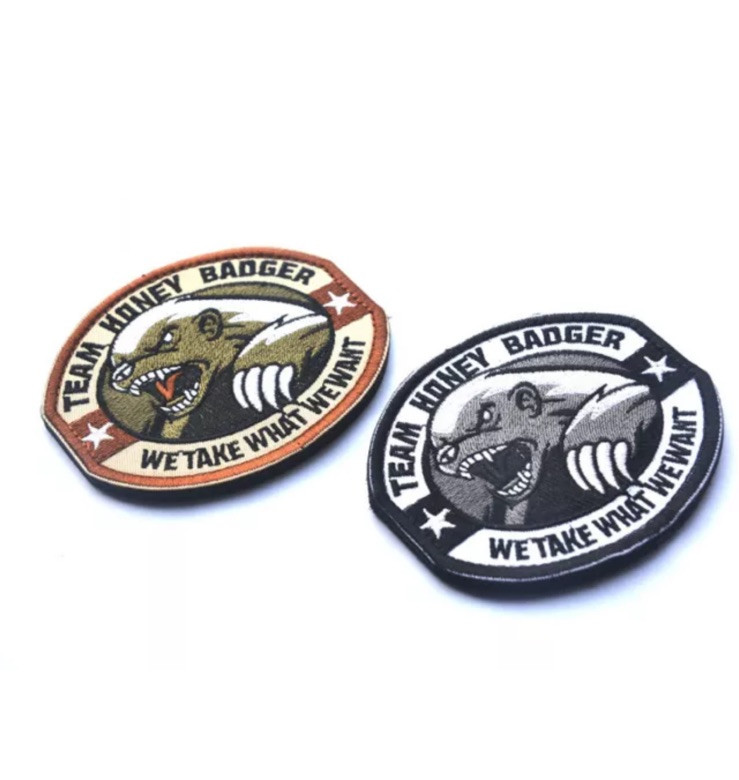 2 PCS TEAM HONEY BADGER MILITARY TACTICAL US ARMY COMBAT SWAT HOOK PATCH