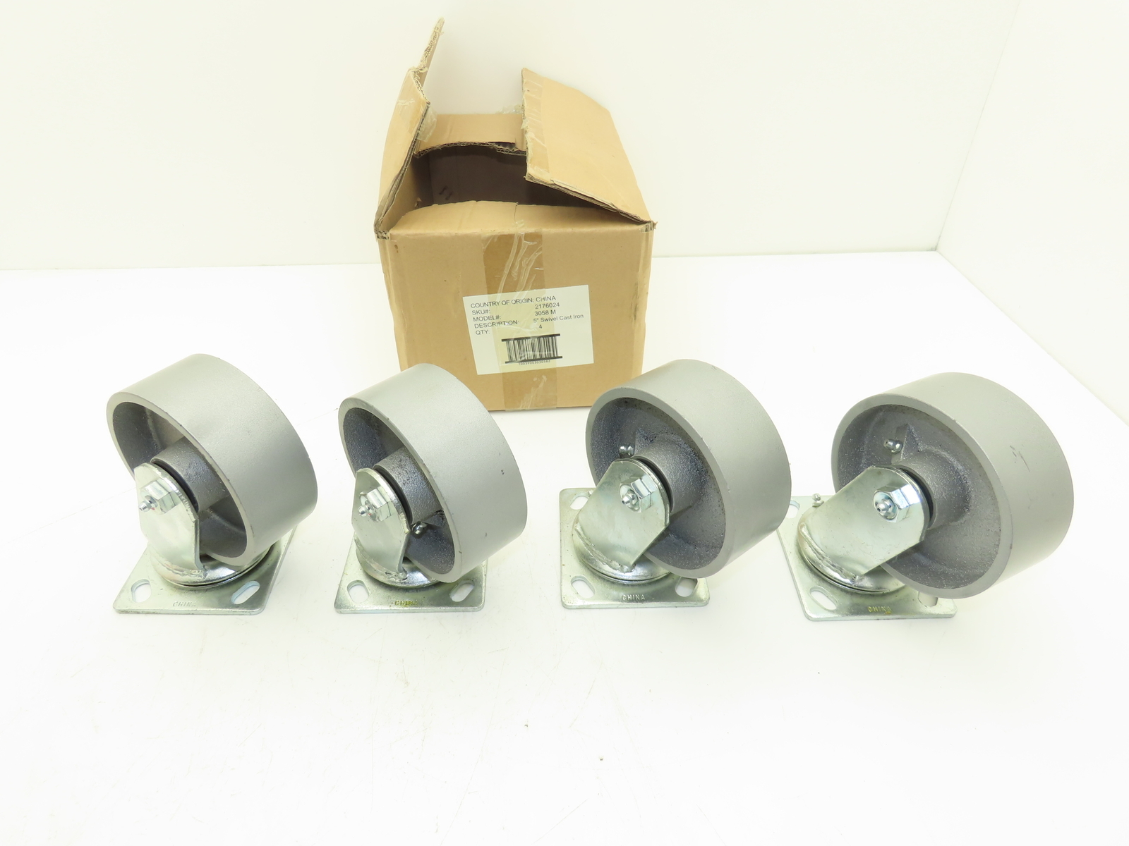 Cast Iron Swivel Caster Wheel 5" Lot of 4