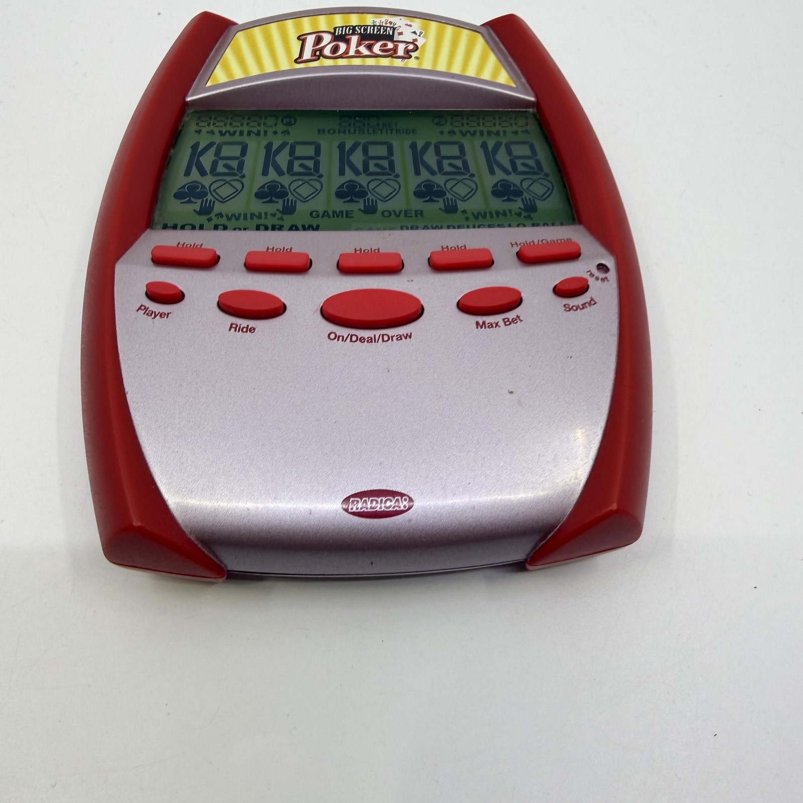 Radica Big Screen Poker Electronic Handheld Game Red Silver 2005 China