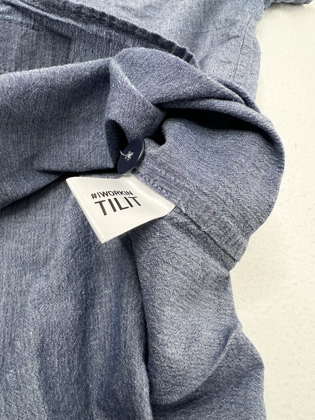 Tilit NYC Shirt Mens Small Blue Short Sleeve Button Down Chef Work Cotton USA