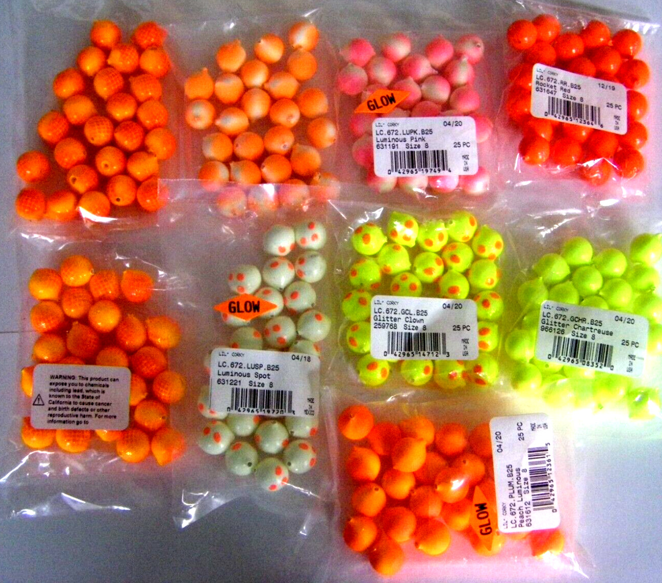 25 Packs sz 6 Lil Corkies Corky's Yakima Bait choose color New Salmon Steelhead