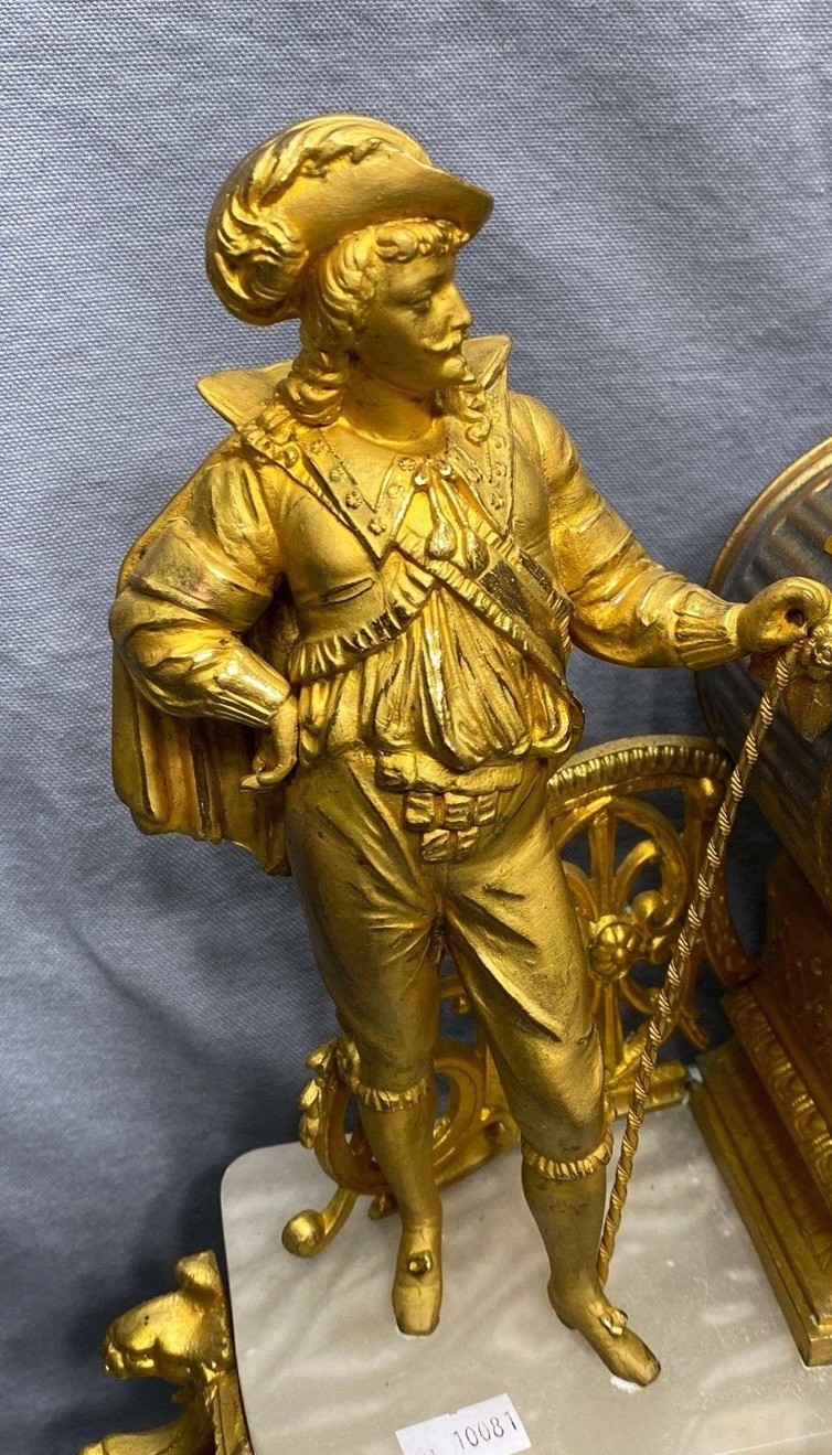 Antique French Gilt Spelter & Marble Mantle Clock Ormolu Timepiece Untested