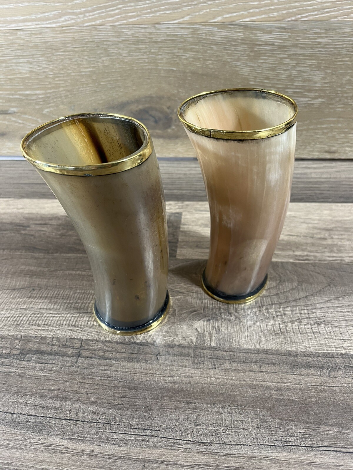 Ox Horn Viking Drinking Mug Cup Set of 2 Ale Beer Glasses