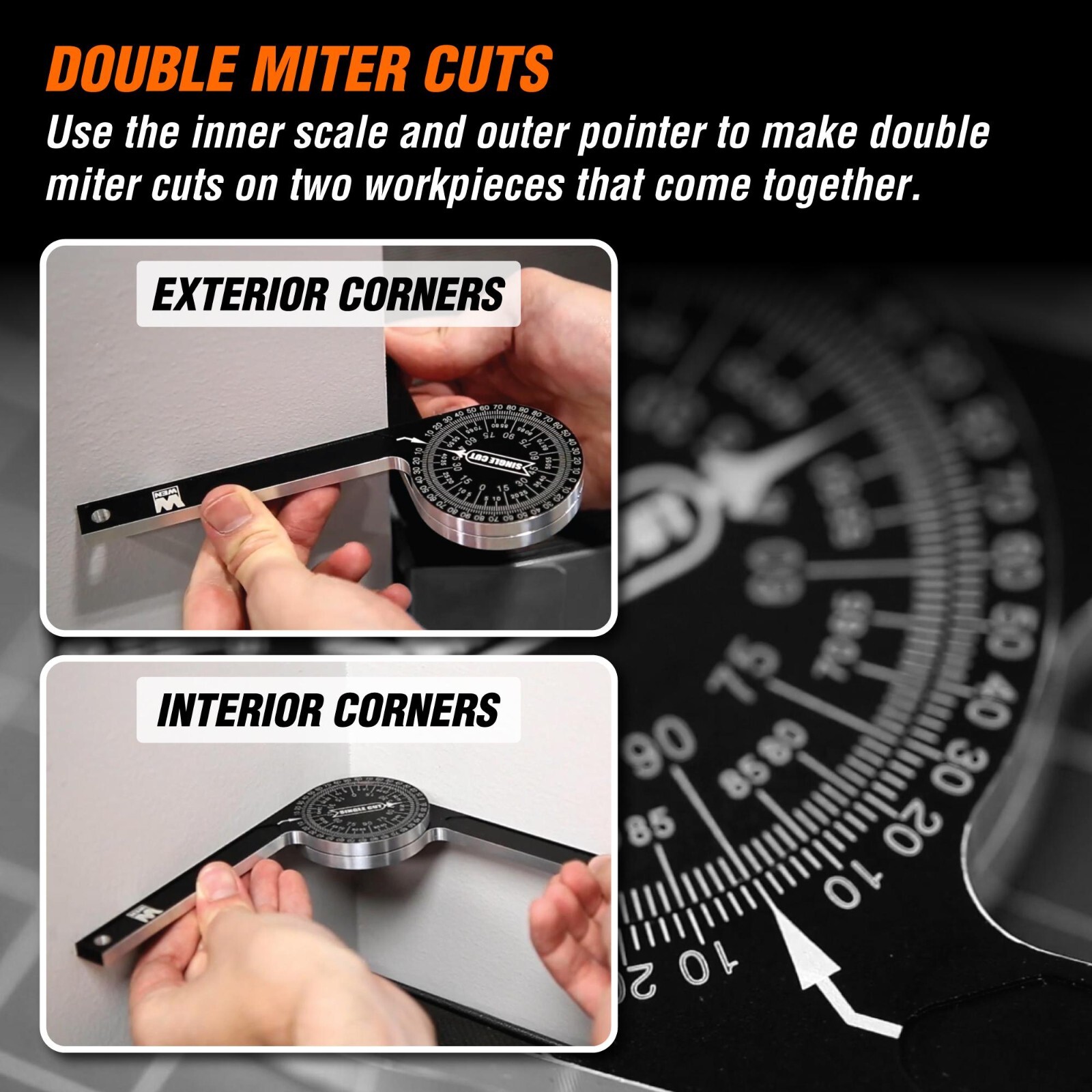 WEN ME175P 7.25" Aluminum Alloy Miter Saw Protractor with Laser-Engraved Scales