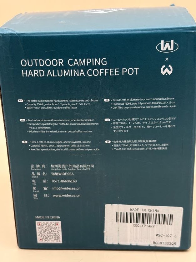 Widesea Outdoor Camping 750ml Hard Aluminum Coffee Pot - New Open Box