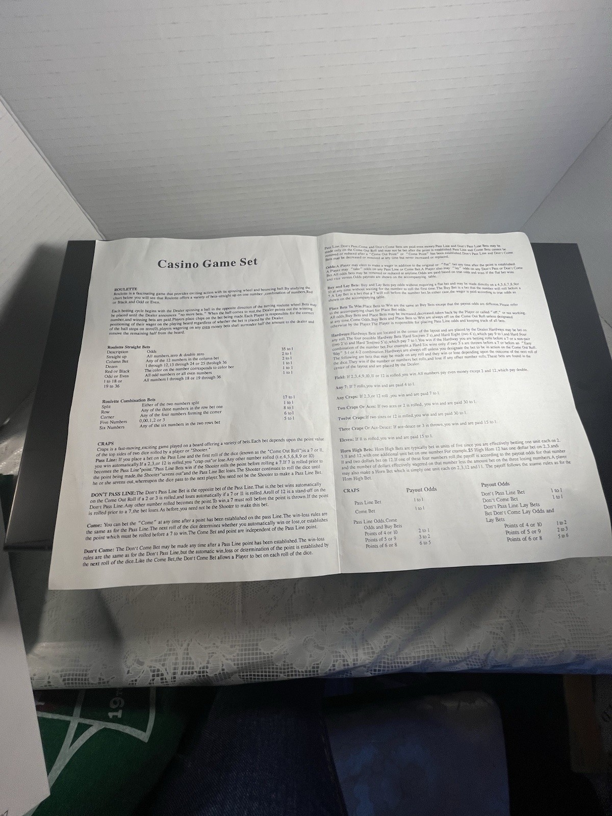 Roulette Casino Game Set w/ Wheel, Felt Layout, Chips & Cards Tabletop Gambling