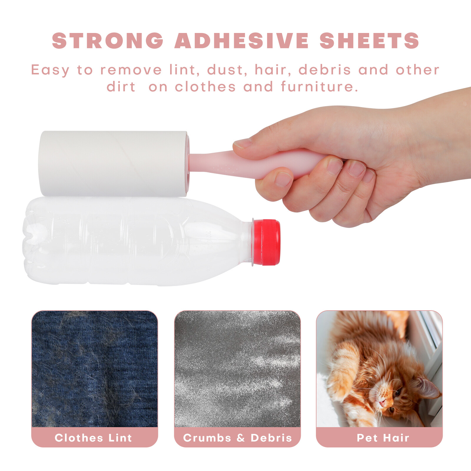 Lint Rollers for Pet Hair Extra Sticky Portable Fuzz Remover Handle with Refills