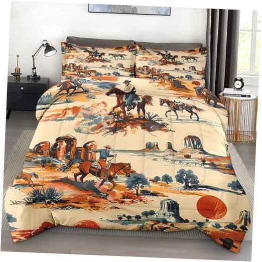 Comforter Set Size, Vintage Western Cowboy Soft 2 Pcs Twin Western Cowboy 2