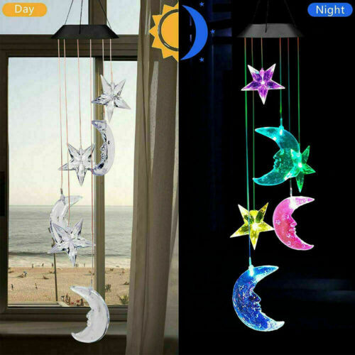 Solar Wind Chimes Lights LED Birds Color Changing Hanging Lamp Garden Home Ball