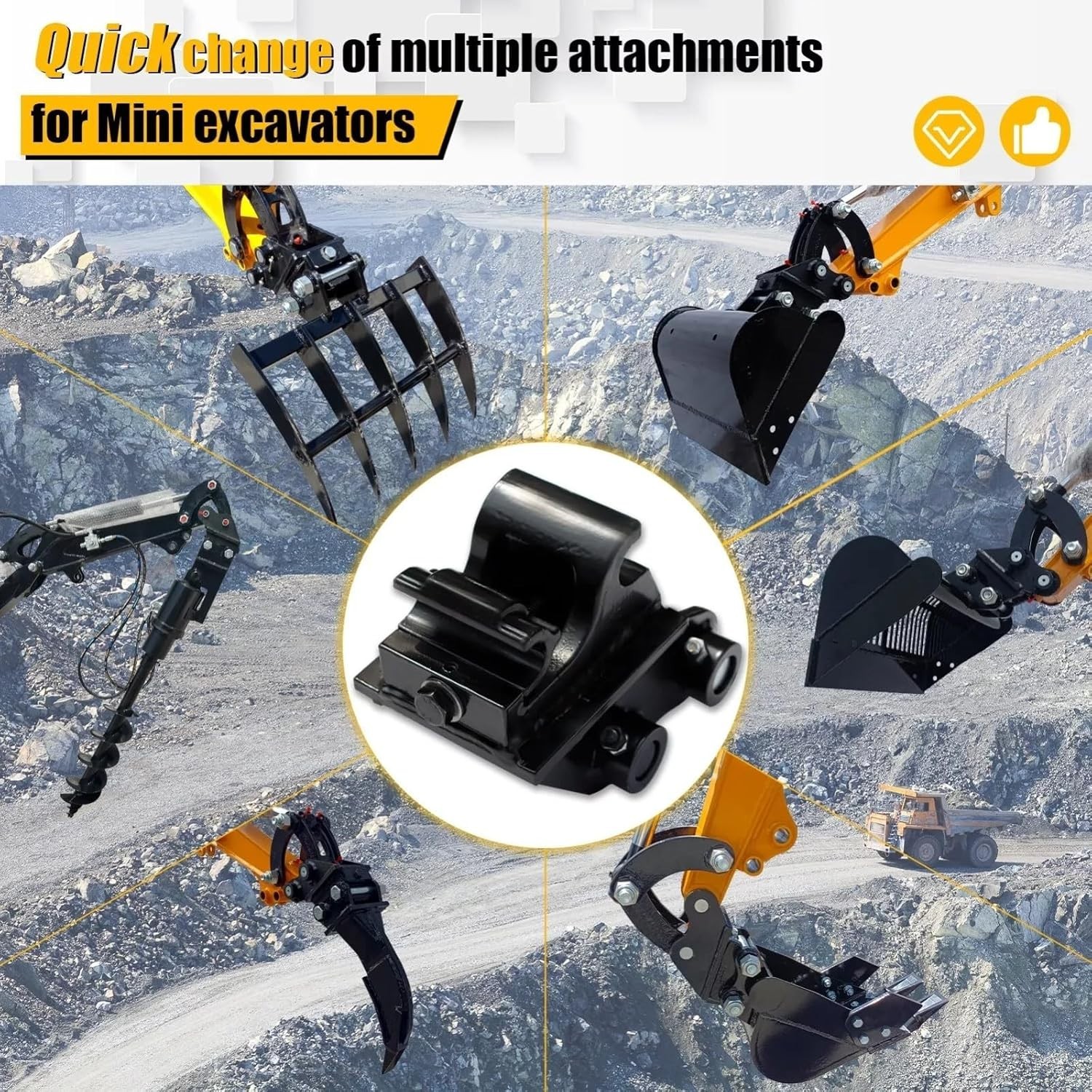 0.8-3 Ton Mini Excavators Excavator Attachment Quick Hitch Coupler Attachments