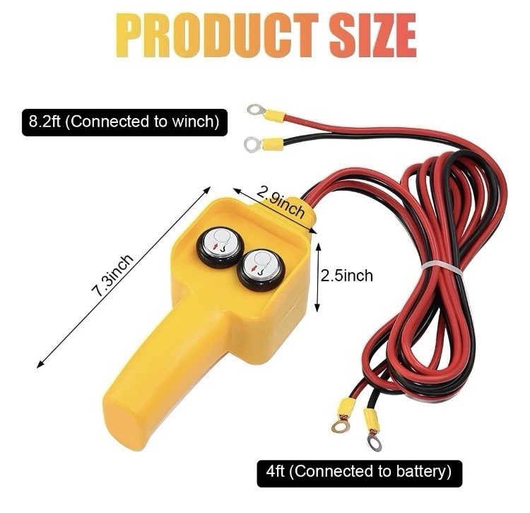Winch Control Switch Winch Wired Controller Hand Control Assembly Push Button US