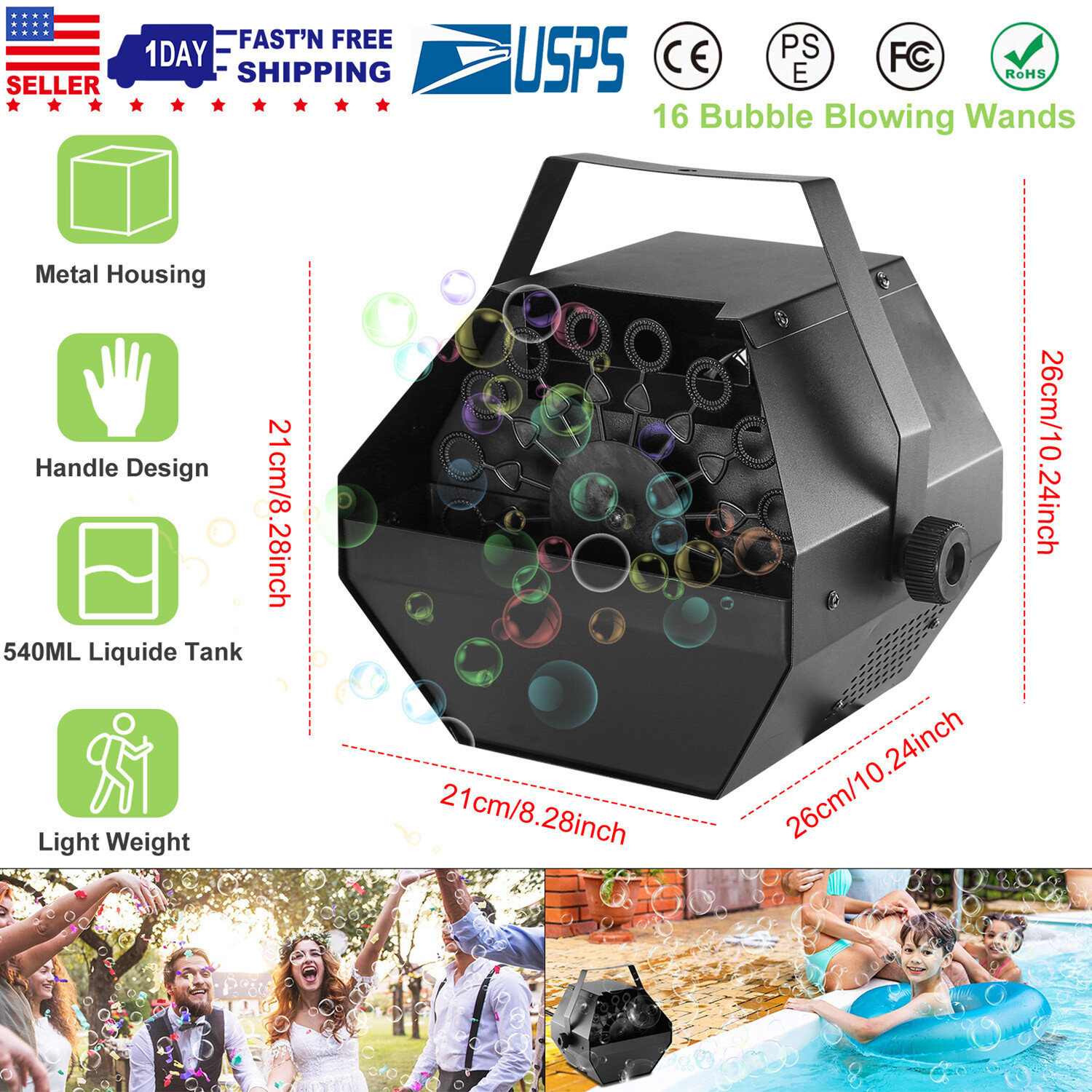 Automatic Bubble Machine Maker Auto Blower DJ Party Stage 5000+ Bubbles /Minute