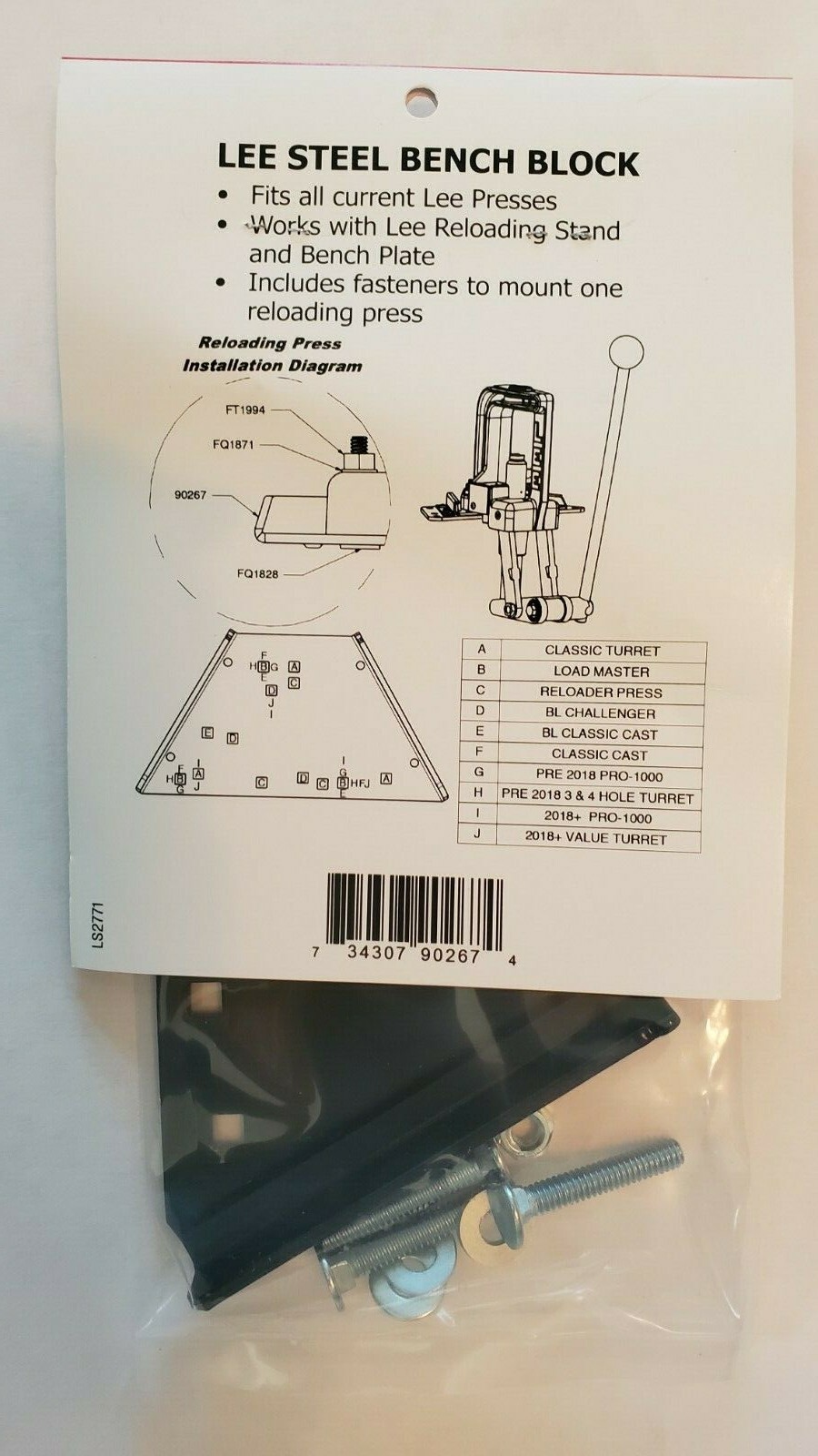 Lee 90267 Bench Plate Steel Base Blank *Free Shiping*