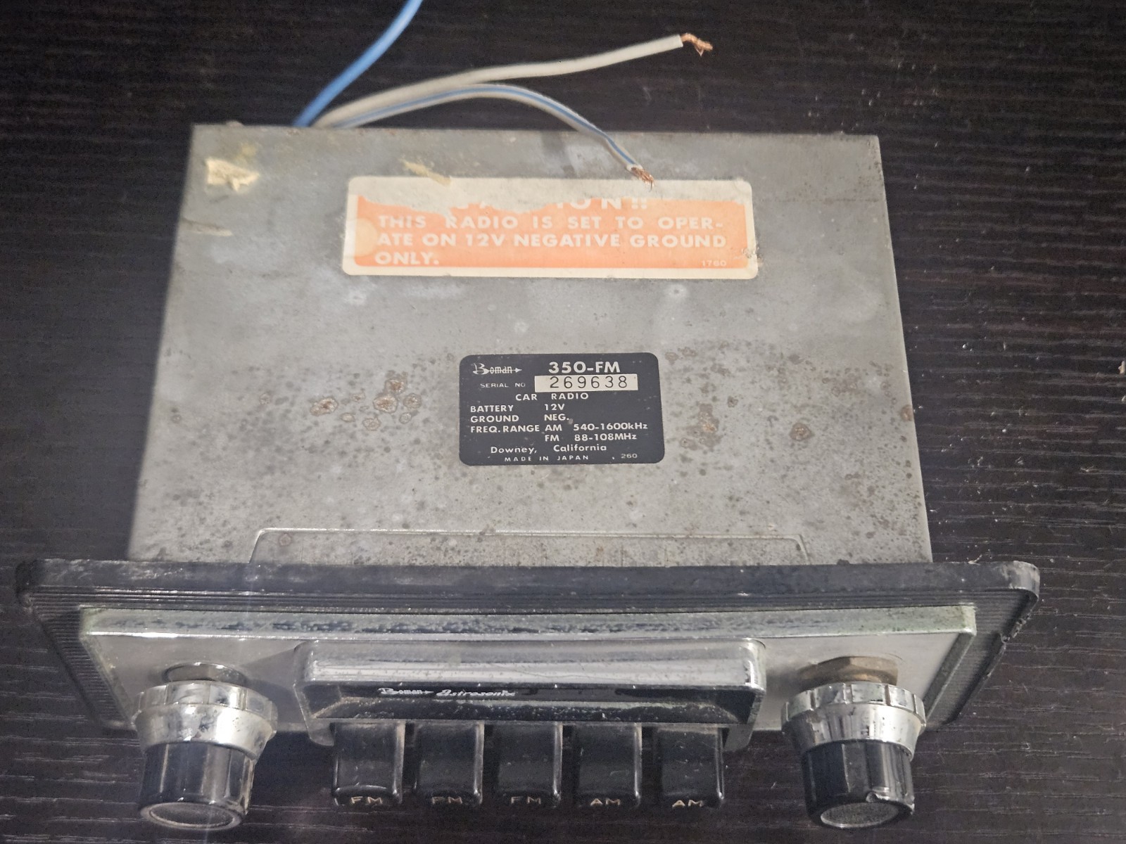 Vintage Boman Astrosonix 350-FM Car Radio AM/FM 12V Shaft Style Made in Japan