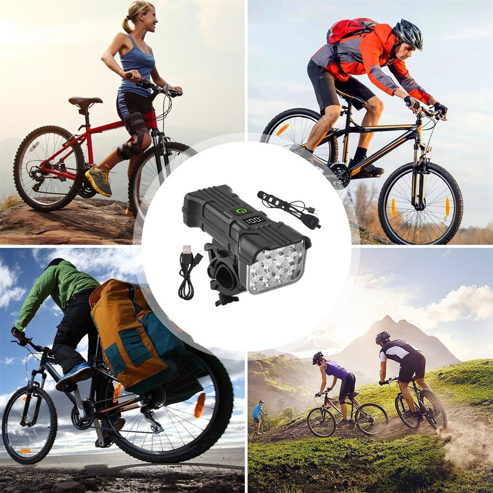 Rechargeable LED Mountain Bike Lights 90000LM Bicycle Torch Front &Rear Lamp