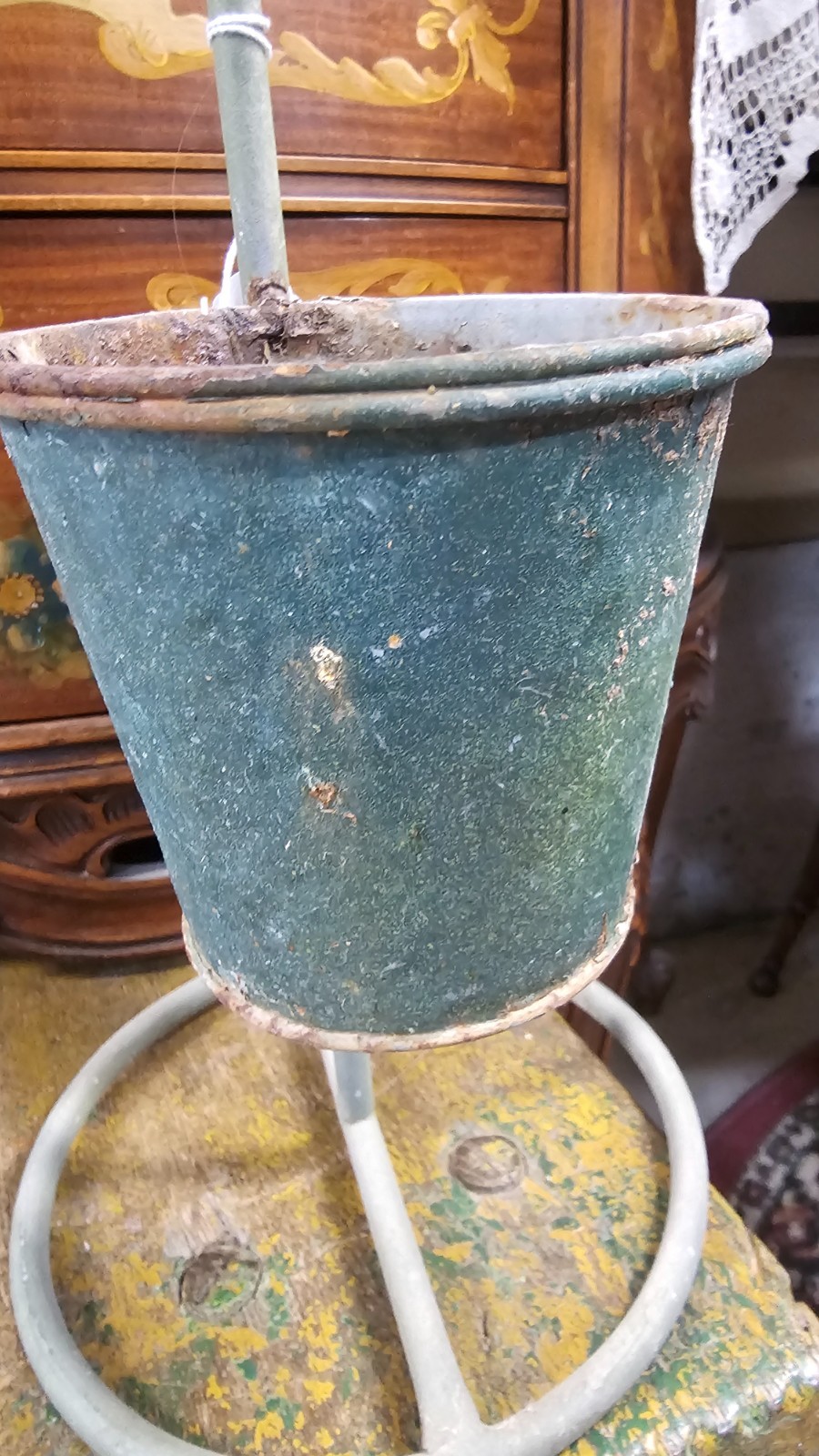 Antique standing 2 pot flower pot bird decorative unique garden