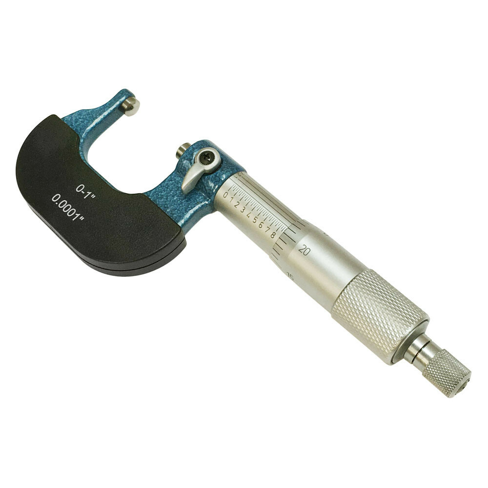 0-1" Precision Micrometer Dual Ball Anvil Round Carbide Tip 0.0001" Graduation