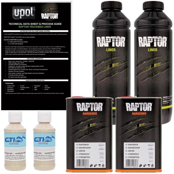 UPOL Raptor Desert Tan Urethane Spray On Truck Bed Liner Coating w/Gun 2L