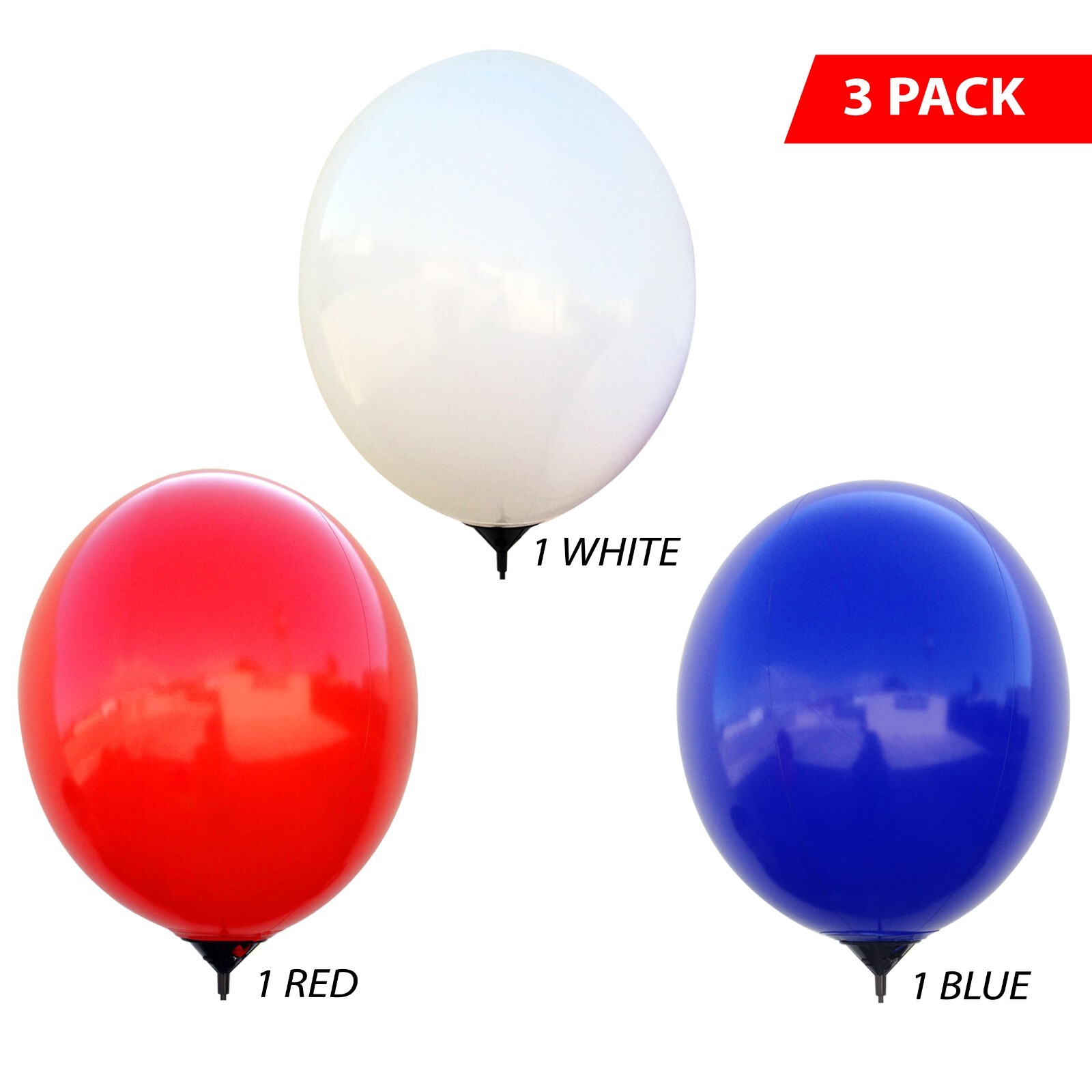 20-Inch Patriotic Reusable Balloon Window Kit - No Helium Needed - 3 Pack