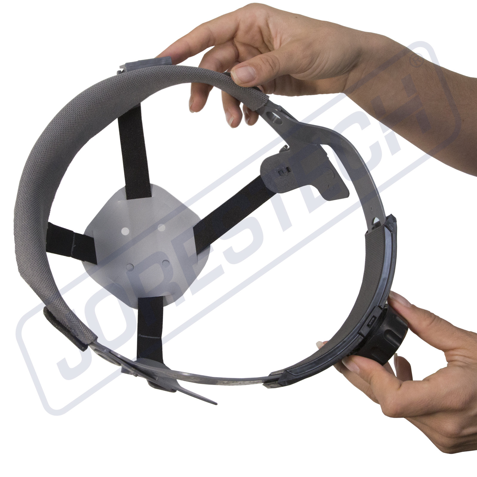 BLACK HARD HAT FULL BRIM JORESTECH 4 POINT RATCHET SUSPENSION CONSTRUCTION