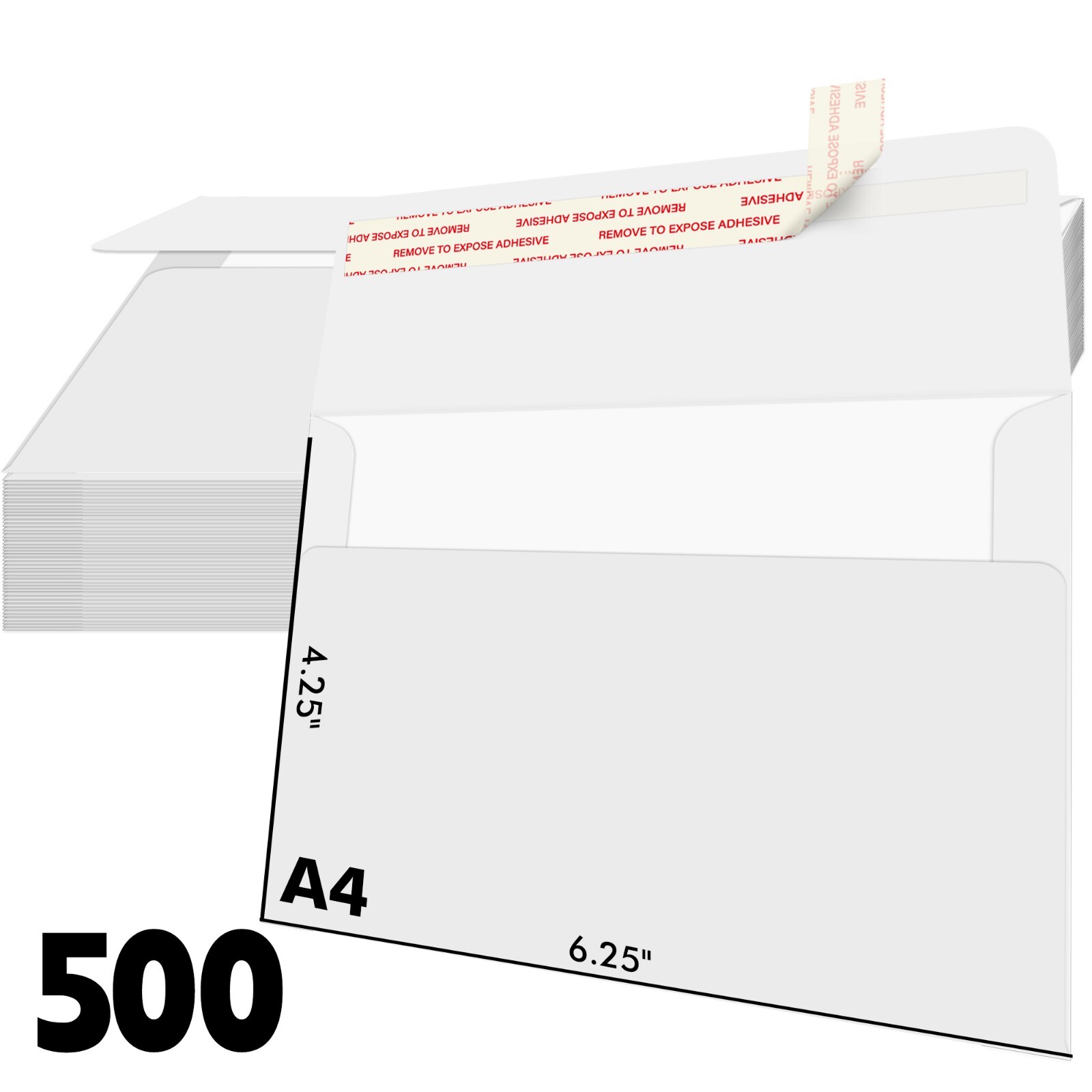 500 Bright White Invitation Envelope A4 4.25"x6.25" Self Seal for 4x6 Card Photo