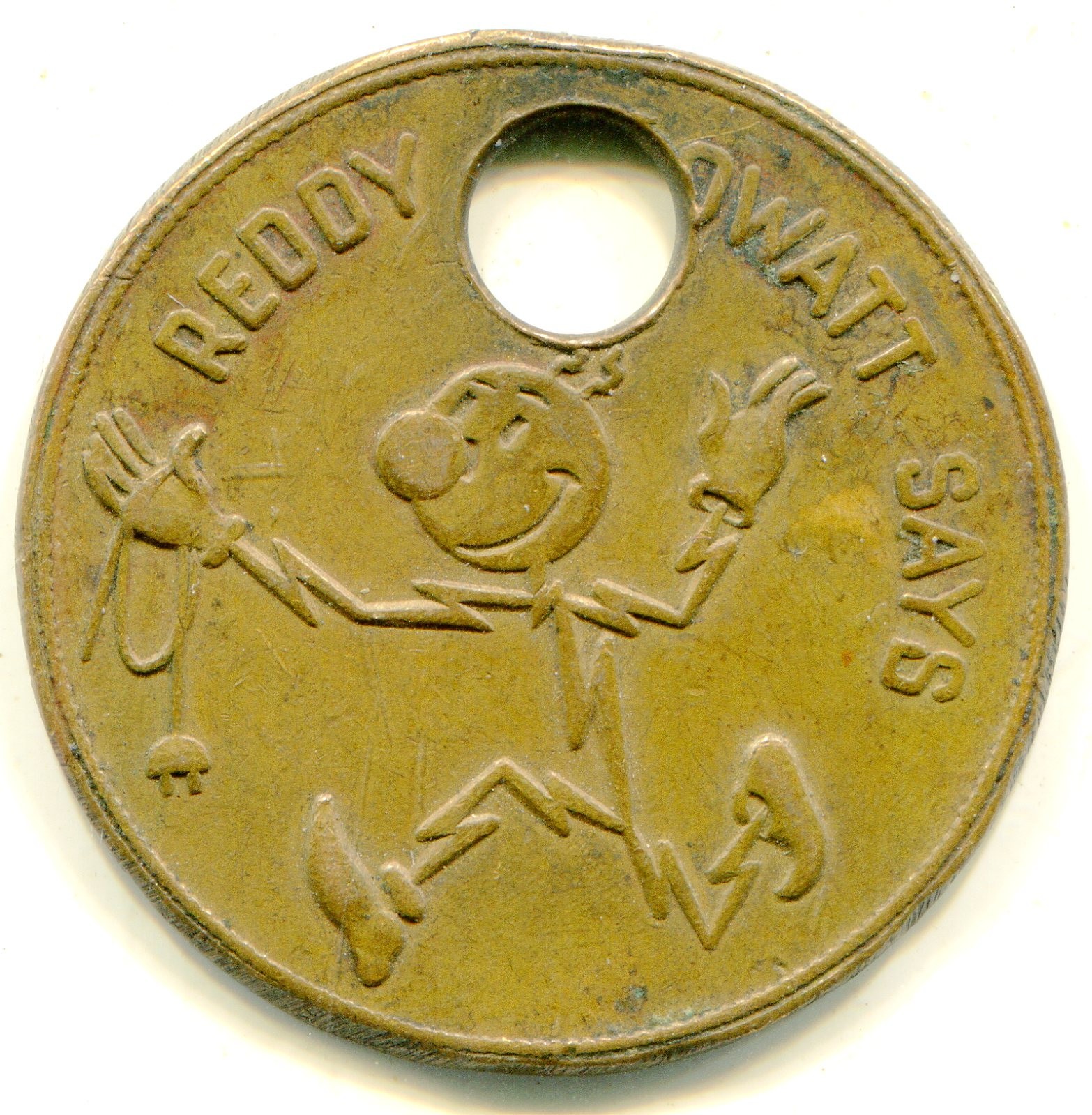 Reddy Kilowatt Says copper trade token /Key fob 32mm very scarce  lotmar4668