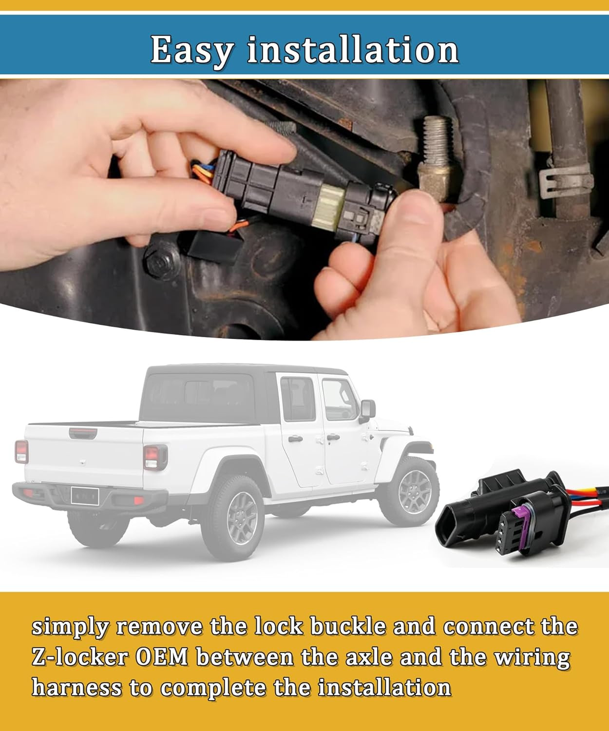 Z-LKR-OEM Locker Sensor Bypass Harness Fits for 2018-2023 Jeep Wrangler JL/JLU a