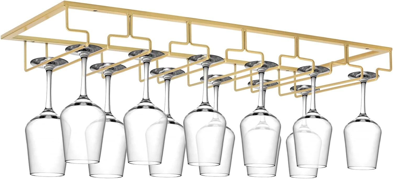 Wine Glass Rack Under Cabinet, 6 Row Extreme Large Stemware Hanger