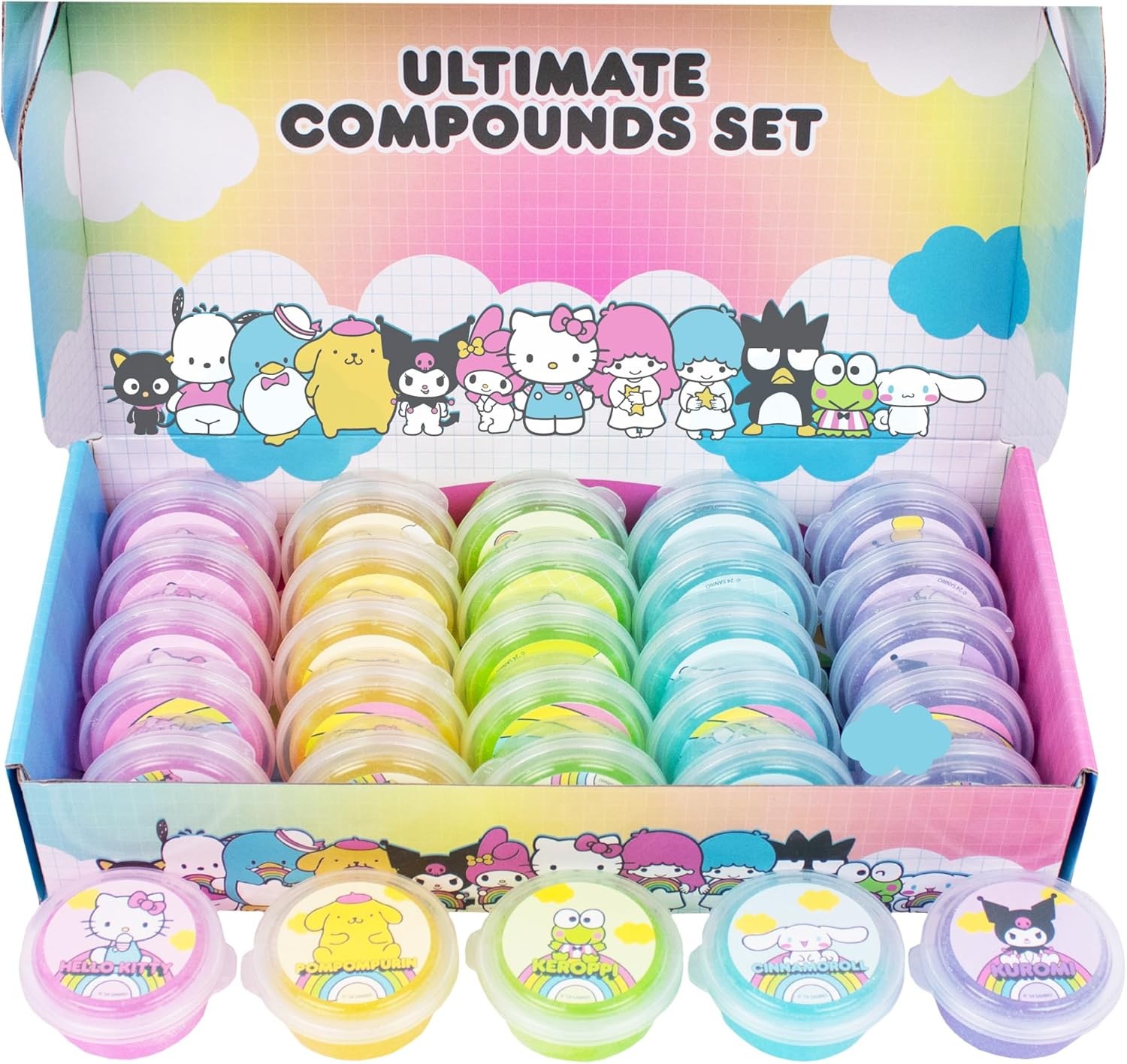 Hello Kitty Ultimate Slime Set, 25-Pack Scented Glitter Slimes, Party Favors for