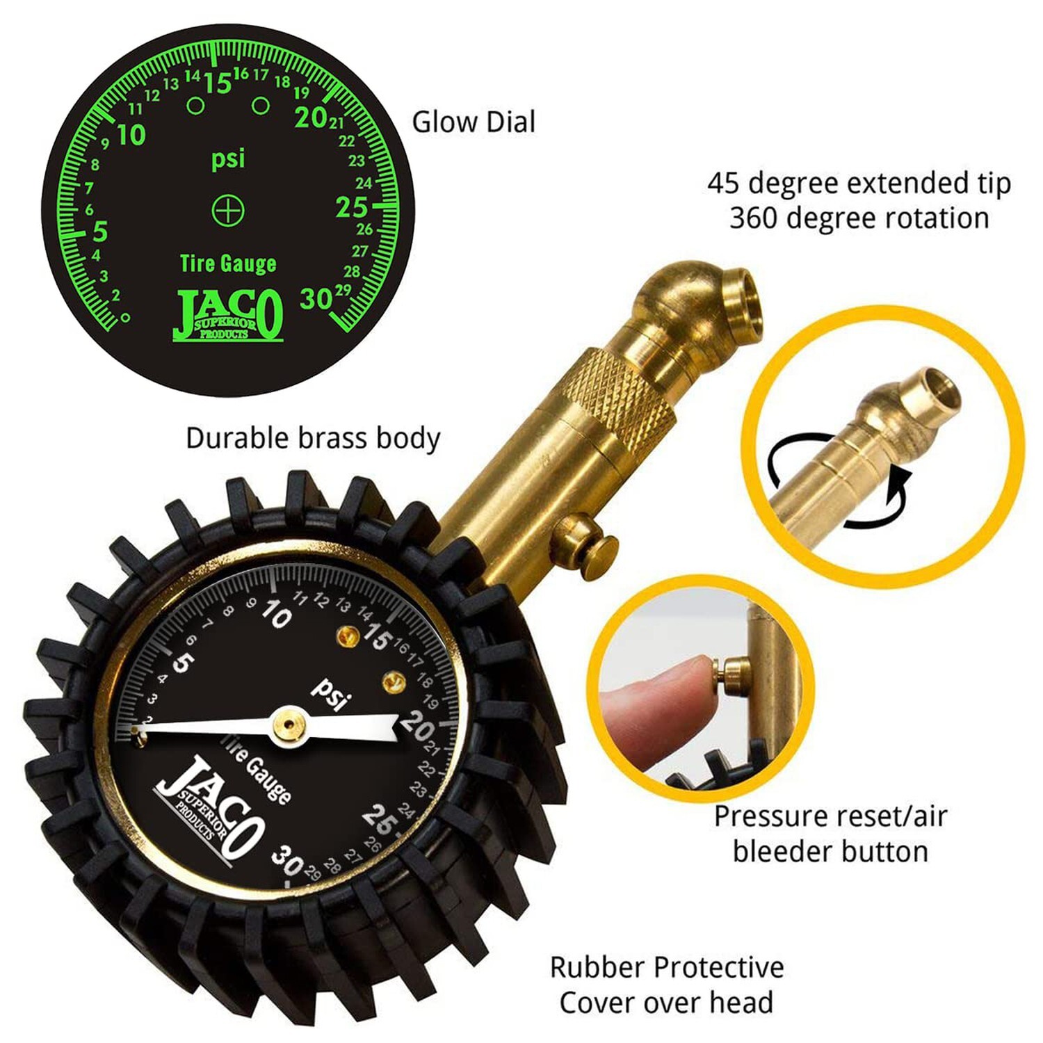 JACO Elite Low Pressure Tire Gauge - 30 PSI