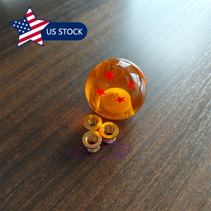 Round Dragon Ball 4 Star Shift Knob Manual Gear Shifter Head with 3 Adapters