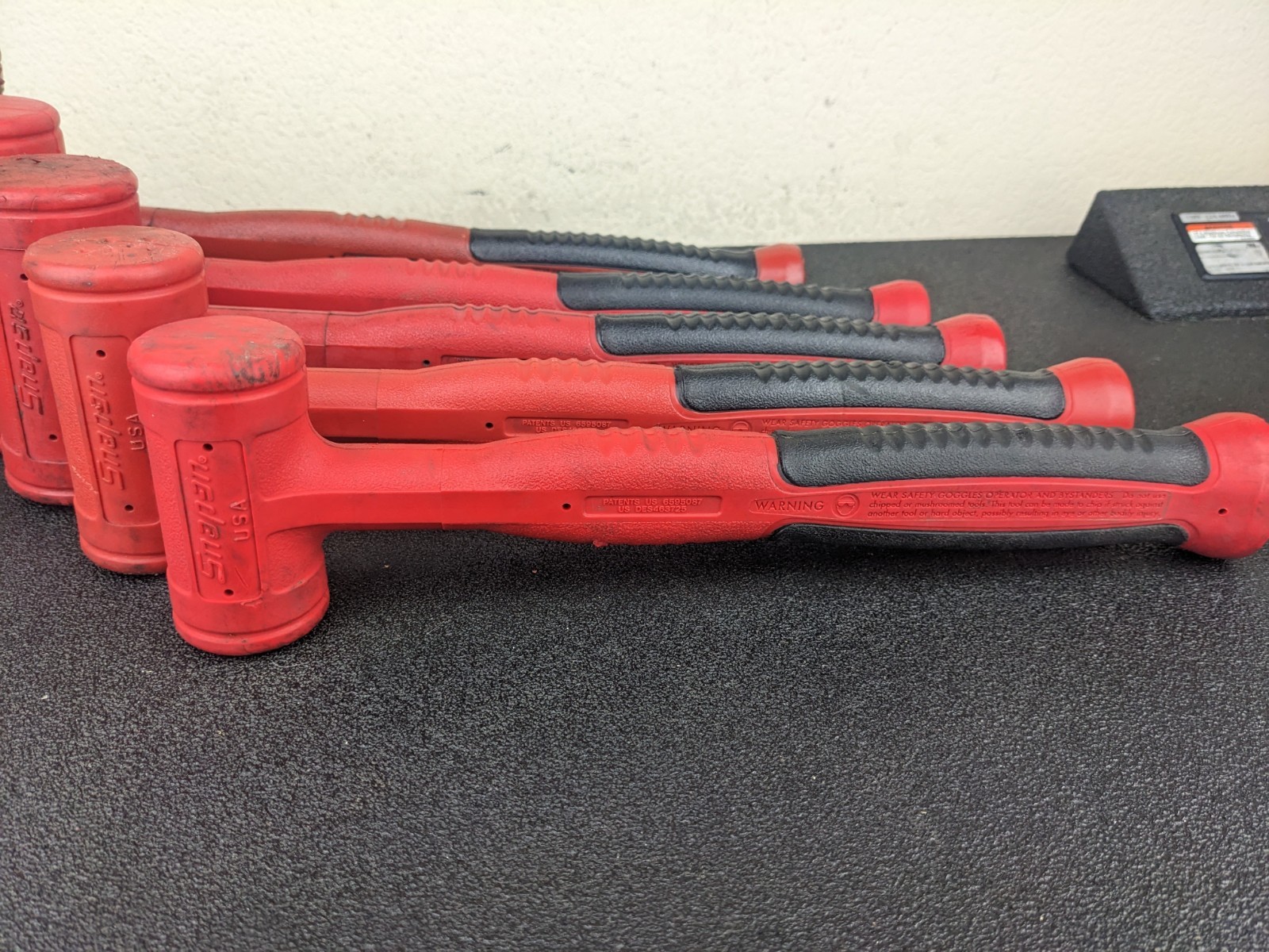 #bn105 Snap-on Tools 5Pc Master HBFE Red Soft Grip Dead Blow Hammer Set