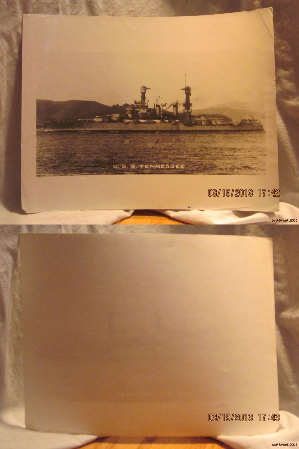 Reprint 8x10 Photo-USN: U.S.S. Tennessee-ACR10 PreWWI/WWI/Post WWI-[1906-1922]