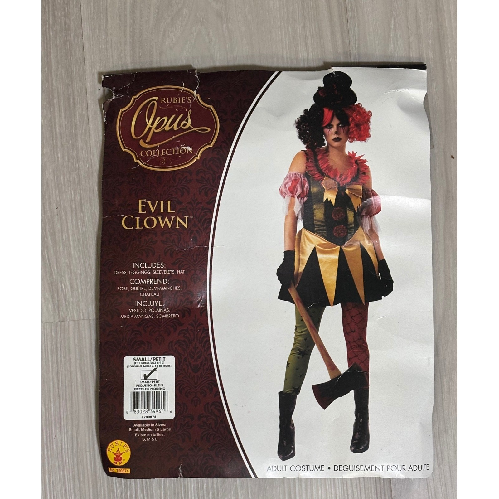 Rubies Evil Clown Costume Womens S Red Black Halloween Cosplay Dress Leggings