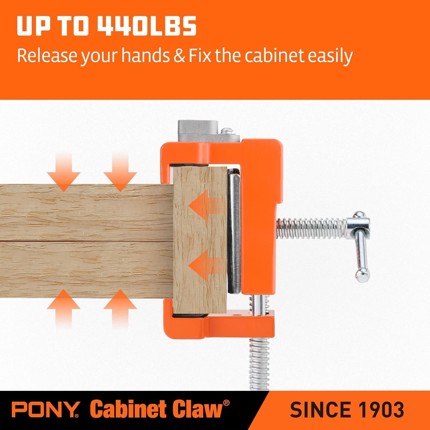 PONY 2-Pack Cabinet Clamps, 8510 Cabinet Claw 440 lbs Load Limited Face Frame