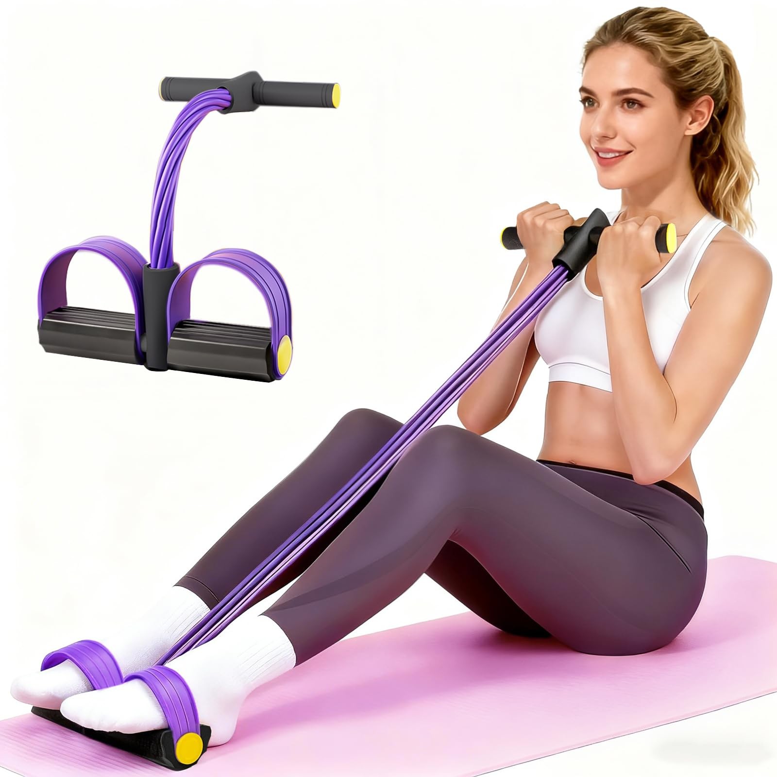 Pedal Resistance Bands with Handles, Upgrade 6-Tubes Manual Tension Training ...