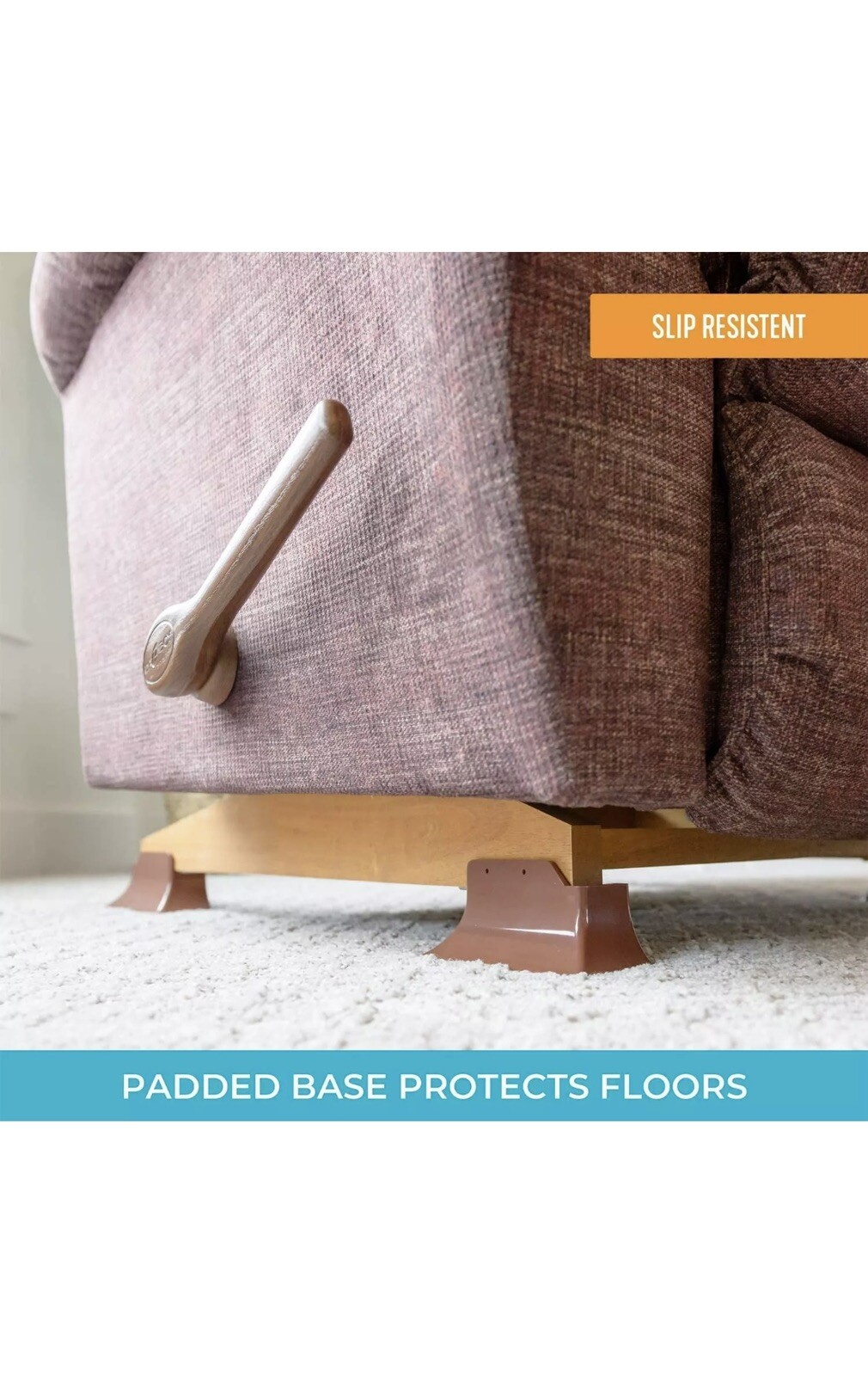 Stander Recliner Risers - Adapatable Slip Resistant Easy Chair Lift - Set of 4