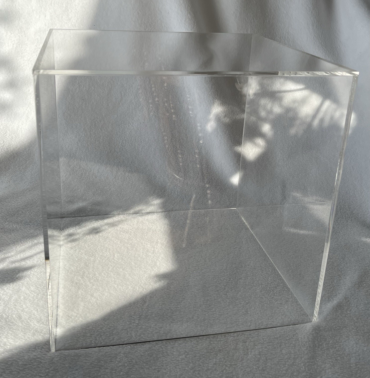 12" x 12" x 12" Clear Acrylic Cube Display Box Bin Stand 5 Sided Plexiglass